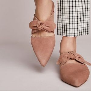 JEFFREY CAMPBELL CHARLIN BOW PINK LEATHER POINTED TOE MULES